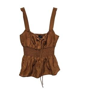 J Crew Smocked Tank AY743 Rust Cotton Silk XXS